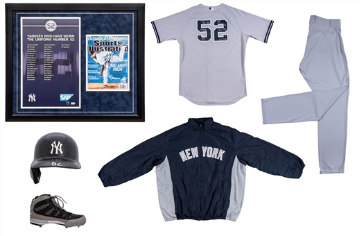 2014-16 C.C. Sabathia Game Used and Issued Equipment Including Game Issued and Signed/Inscribed Jersey from Jeters Final Game & Game Used and Signed/Inscribed Cleat (MLB Auth and Steiner)